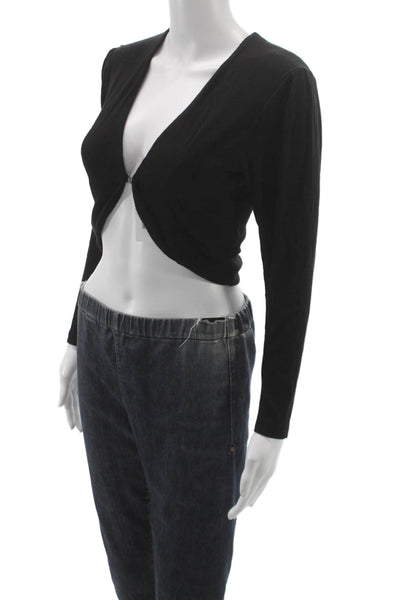 LNA Womens Shrug Sweater Black V Neck Long Sleeve Rayon Blend Size XS