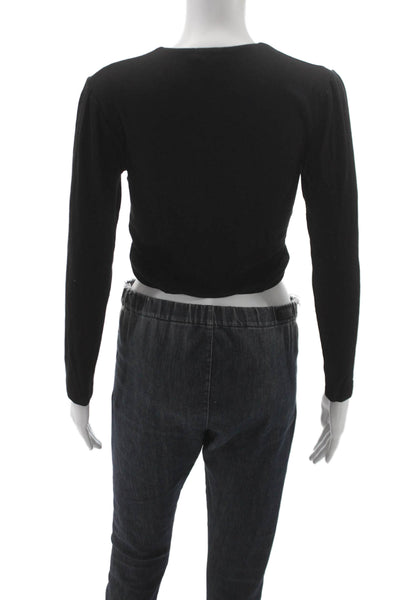 LNA Womens Shrug Sweater Black V Neck Long Sleeve Rayon Blend Size XS