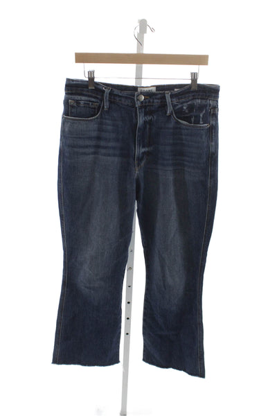 Frame Denim Women Cropped Distressed Blue Jeans Size 30