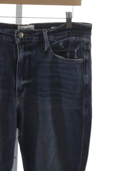 Frame Denim Women Cropped Distressed Blue Jeans Size 30