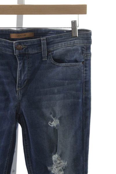 Joes Jeans Womens Skinny Distressed Blue Jeans Mid Rise Size 30