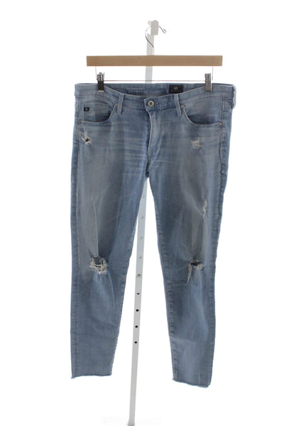 AG Adriano Goldschmied Women Ankle Jeans Mid Rise Distressed Blue Size 30