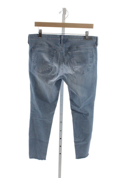 AG Adriano Goldschmied Women Ankle Jeans Mid Rise Distressed Blue Size 30
