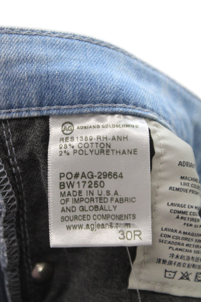 AG Adriano Goldschmied Women Ankle Jeans Mid Rise Distressed Blue Size 30