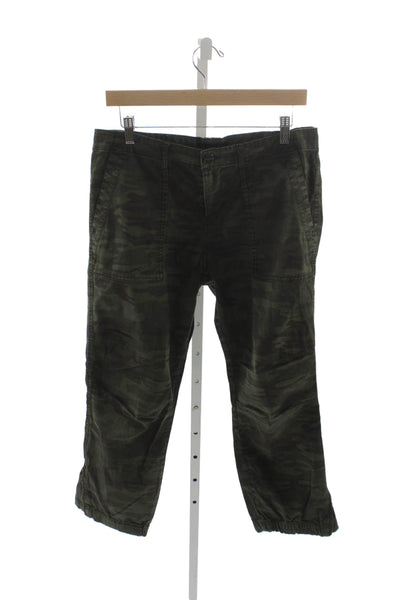 Sanctuary Womens Camouflage Jogger Pants Green Cotton Button Size 30