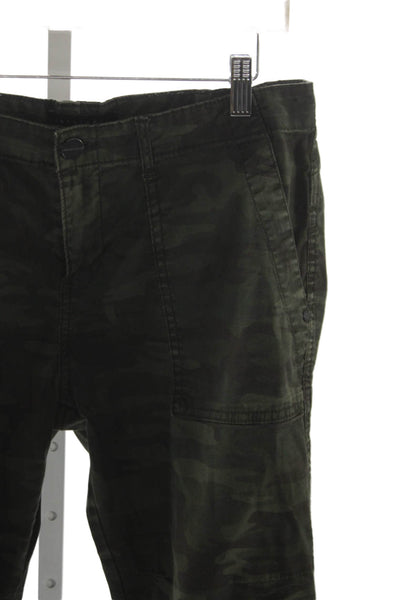 Sanctuary Womens Camouflage Jogger Pants Green Cotton Button Size 30