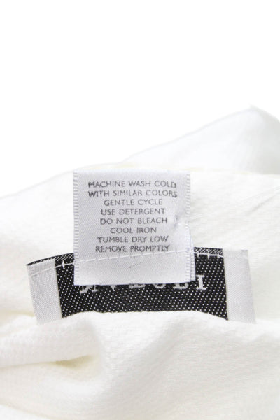 Natori Womens Basic Button-Up Shirt White Cotton Collared 3/4 Sleeve Size M
