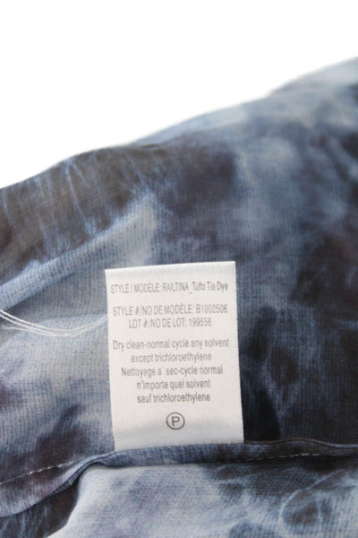 Theory Women Silk Tie Dye Tunic Blouse Sleeveless Round Neck Blue Size M