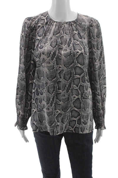 Rebecca Taylor Women Multi Silk Snakeskin Blouse Long Sleeve Size 8