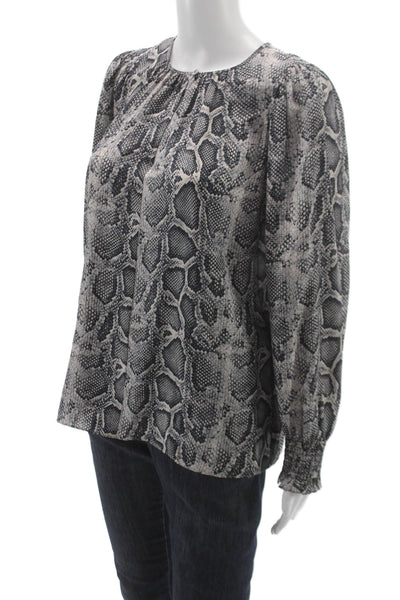 Rebecca Taylor Women Multi Silk Snakeskin Blouse Long Sleeve Size 8