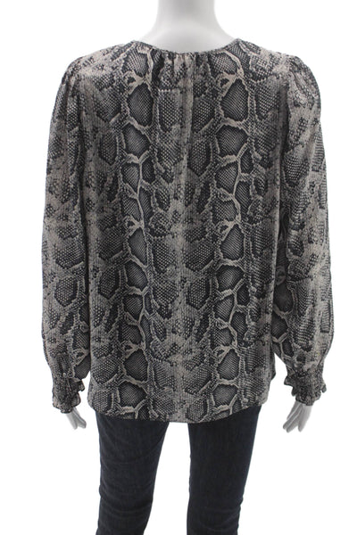 Rebecca Taylor Women Multi Silk Snakeskin Blouse Long Sleeve Size 8
