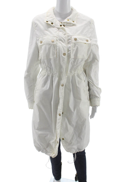RED Valentino Women White Anorak Coat Button Polyester Utility Size 6