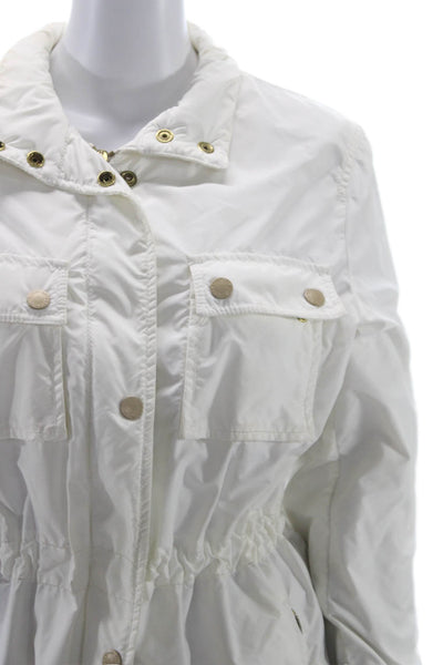 RED Valentino Women White Anorak Coat Button Polyester Utility Size 6