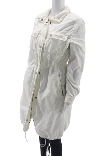 RED Valentino Women White Anorak Coat Button Polyester Utility Size 6