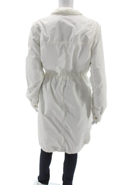 RED Valentino Women White Anorak Coat Button Polyester Utility Size 6