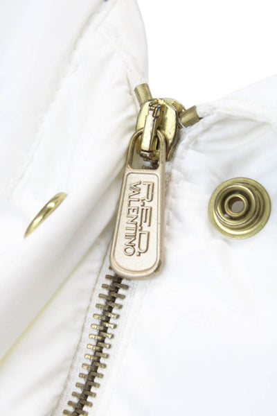 RED Valentino Women White Anorak Coat Button Polyester Utility Size 6