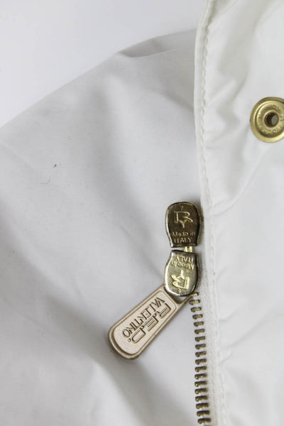 RED Valentino Women White Anorak Coat Button Polyester Utility Size 6