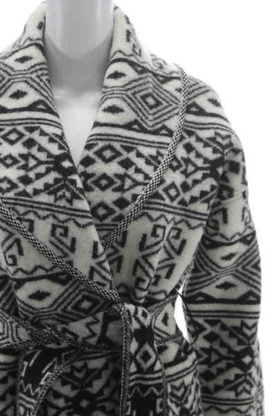 Veronica Beard Women Black Wool Wrap Sweater Geometric Size S
