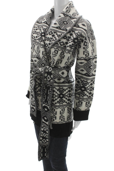 Veronica Beard Women Black Wool Wrap Sweater Geometric Size S
