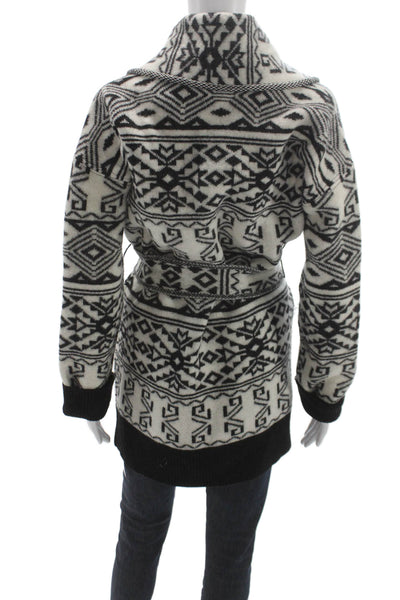 Veronica Beard Women Black Wool Wrap Sweater Geometric Size S