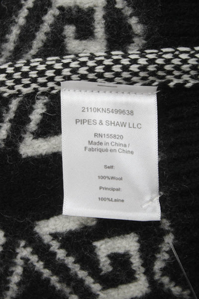 Veronica Beard Women Black Wool Wrap Sweater Geometric Size S