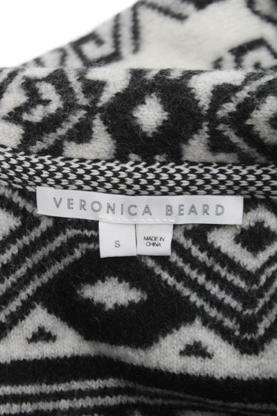 Veronica Beard Women Black Wool Wrap Sweater Geometric Size S