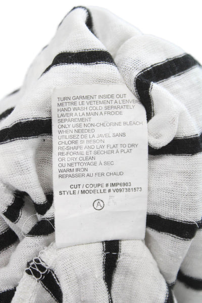 Vince Women Tunic T Shirt White Striped Linen Long Sleeve Crewneck Size XS