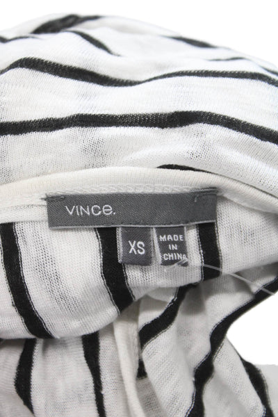 Vince Women Tunic T Shirt White Striped Linen Long Sleeve Crewneck Size XS