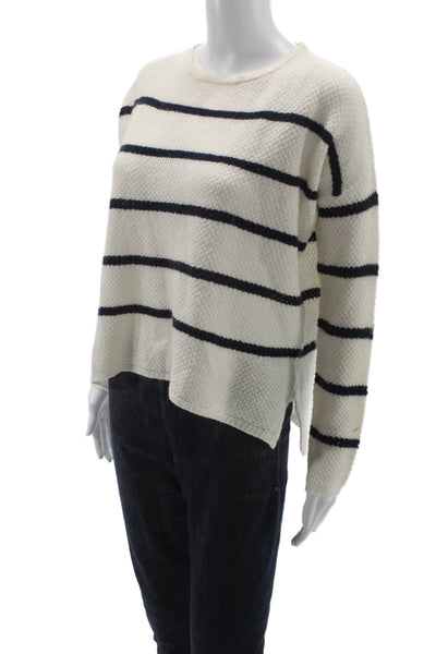 Velvet by Graham & Spencer Women Pullover Sweater Ivory Striped Wool Size M