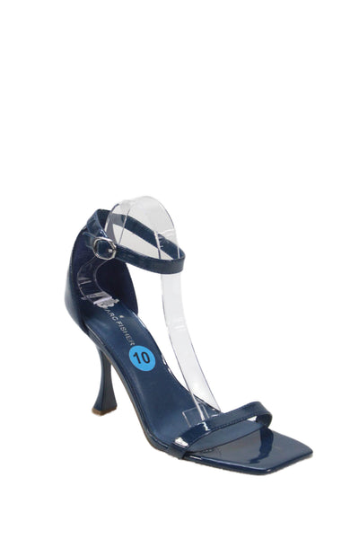 Marc Fisher Womens Patent Leather Ankle Strap Heels Blue Size 10 Medium