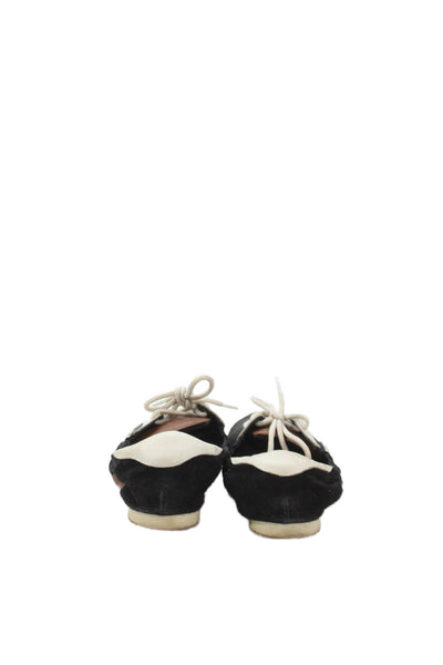 Tory Burch Womens Suede Contrast Low Top Sneakers Black Brown Size 10.5 Medium