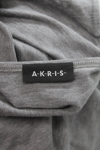 Akris Womens Basic Gray Cotton Blend Scoop Neck 3/4 Sleeve T-Shirt Size 8