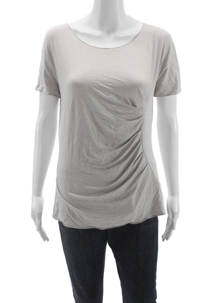 Armani Collezioni Women Gray Scoop Neck Basic T-Shirt Short Sleeve Size 48