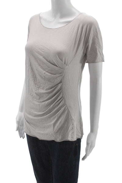 Armani Collezioni Women Gray Scoop Neck Basic T-Shirt Short Sleeve Size 48