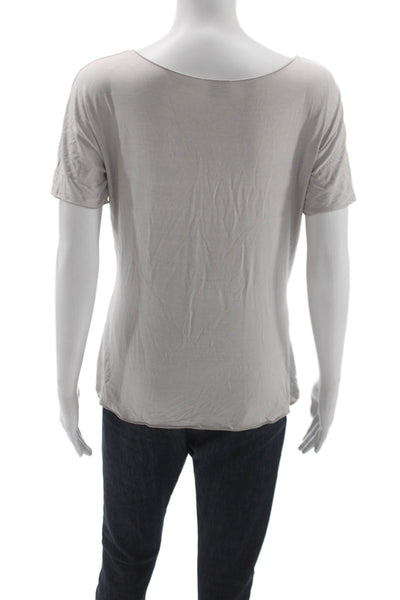 Armani Collezioni Women Gray Scoop Neck Basic T-Shirt Short Sleeve Size 48
