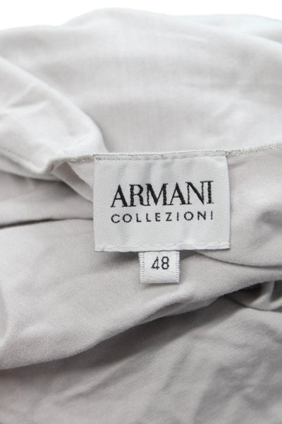 Armani Collezioni Women Gray Scoop Neck Basic T-Shirt Short Sleeve Size 48