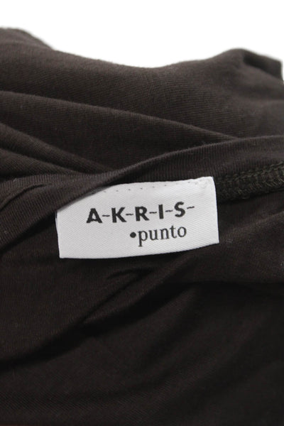 Akris Punto Women Basic Brown Scoop Neck Short Sleeve T-Shirt Size 6