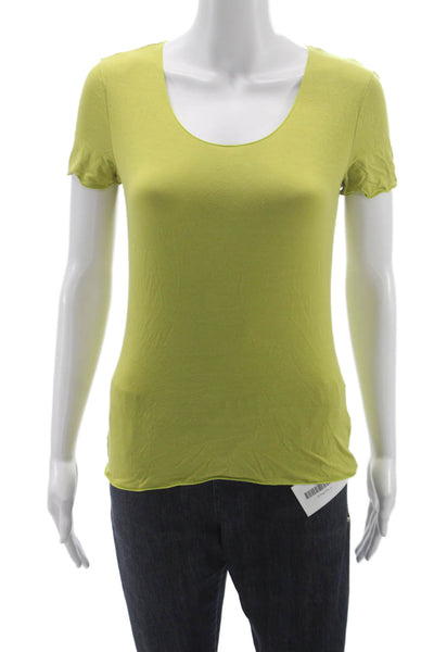 Armani Collezioni Women Basic Scoop Neck Green Cotton Tee Pullover Size 6