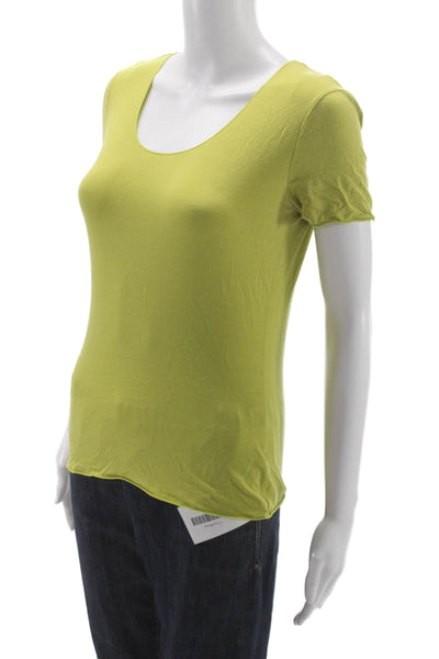 Armani Collezioni Women Basic Scoop Neck Green Cotton Tee Pullover Size 6