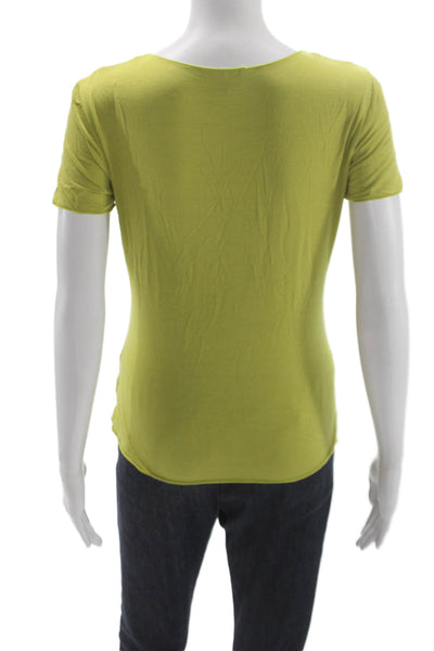 Armani Collezioni Women Basic Scoop Neck Green Cotton Tee Pullover Size 6