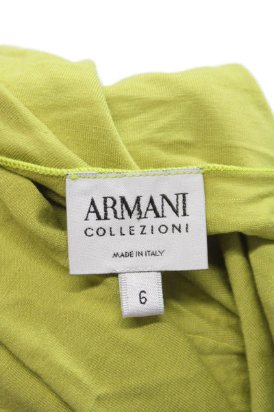 Armani Collezioni Women Basic Scoop Neck Green Cotton Tee Pullover Size 6