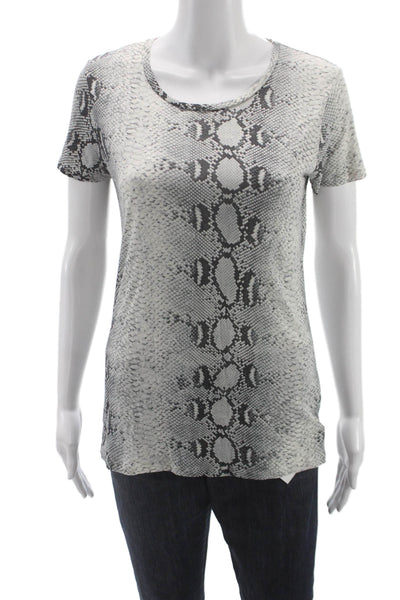 Majestic Filatures Women Silk Animal Print T-Shirt Short Sleeve Size 3
