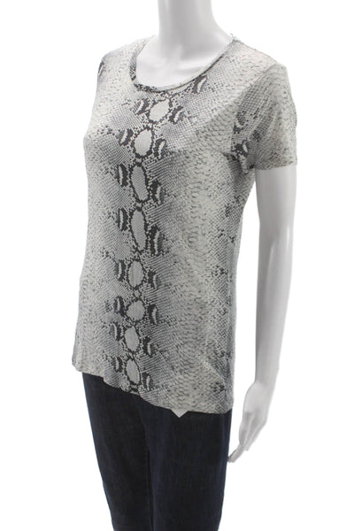 Majestic Filatures Women Silk Animal Print T-Shirt Short Sleeve Size 3