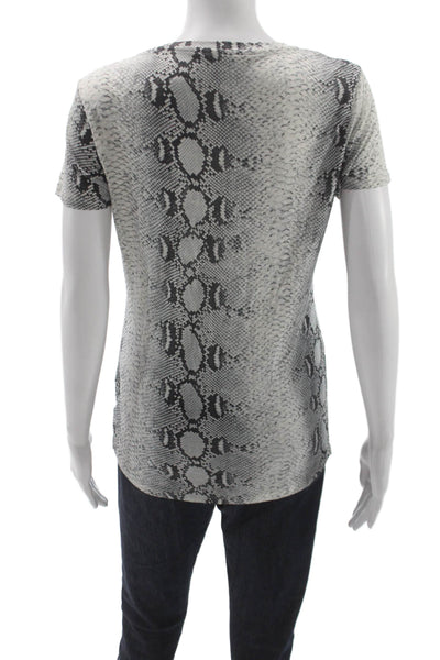 Majestic Filatures Women Silk Animal Print T-Shirt Short Sleeve Size 3