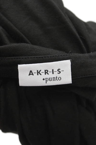 Akris Punto Womens Black Cotton Blend Scoop Neck Long Sleeve T-Shirt Size 6