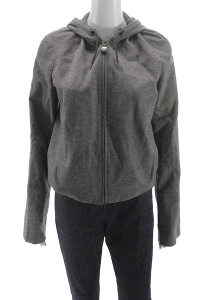 Akris Punto Womens Wool Gray Basic Jacket Zip Long Sleeve Size 6