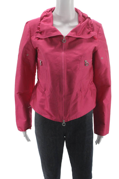 Armani Collezioni Women Basic Jacket Pink Polyester Zip Long Sleeve Size 8