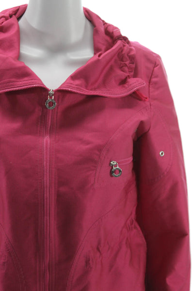 Armani Collezioni Women Basic Jacket Pink Polyester Zip Long Sleeve Size 8