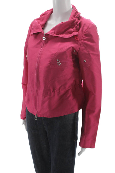 Armani Collezioni Women Basic Jacket Pink Polyester Zip Long Sleeve Size 8