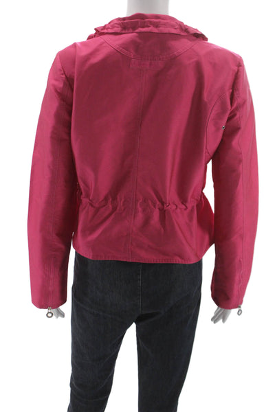 Armani Collezioni Women Basic Jacket Pink Polyester Zip Long Sleeve Size 8